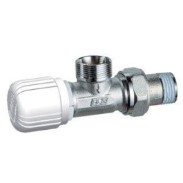 FAR хромированный угловой терморегулирующий вентиль с горизонт. буксой, для прямого соед. НР M24x19 1/2"