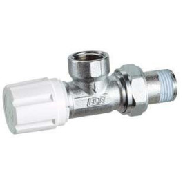 FAR хромированный угловой терморегулирующий вентиль с горизонтальной буксой ВР 1/2"