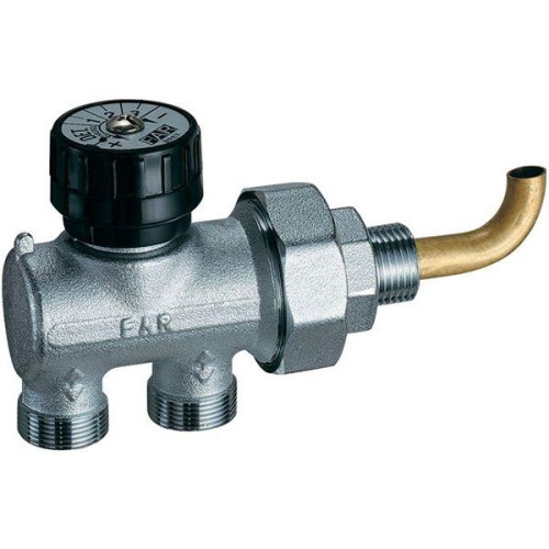 FAR 1/2" Регулирующий узел нижнего подключения с изогнутым зондом (для 1 панельных радиаторов)