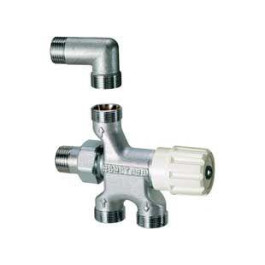 FAR 1/2" Узел нижнего подключения для однотрубных систем, с регулирующим вентилем GRM, верхним угольником и преднастройкой