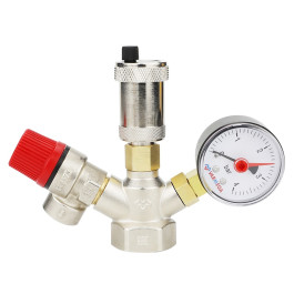 Группа безопасности котла Varmega 1" 1.5Бар, никелированная латунь, компактная