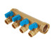 Коллектор Hoobs 3/4"х4х1/2"EK с шаровыми кранами, латунь, синяя ручка HB-6200R6H0504B4A