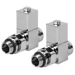 Набор дизайн-вентилей Royal Thermo CUBE прямой (Хром) 1/2"