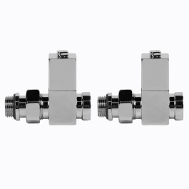Набор дизайн-вентилей Royal Thermo CUBE прямой (Хром) 1/2"