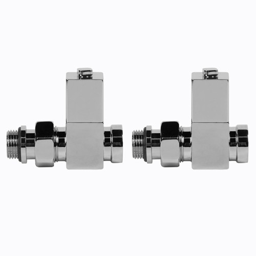 Набор дизайн-вентилей Royal Thermo CUBE прямой (Хром) 1/2"