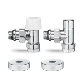 Комплект радиаторных клапанов угловой Varmega №1, 1/2"х3/4"EK резьба ВР/НР,  цвет хром