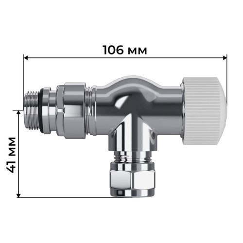 Набор термостатический осевой Royal Thermo Design Pro 15мм М30х1,5 (Хром) под трубки