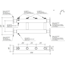 Коллектор нержавеющий модульный Gidruss MKSS-400-2х50 до 400 кВт ДУ65 2 контура