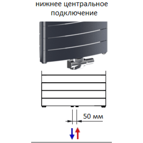 Вертикальный радиатор Rifar Convex Ventil - 22 секций цвет Титан нижнее центральное подключение