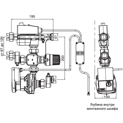 Насосно-смесительный узел Oventrop Regufloor HN 1151600 с насосом Wilo Yonos Para