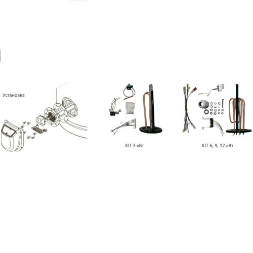 Тэн 6 кВт для бойлера Parpol серии V, VS, VS2. (фланец+тэн+термостат) (для ёмкостей 300-1000 литров)