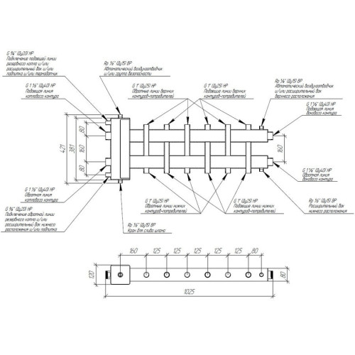 Коллектор Gidruss BM-150-7DU до 150 кВт 1 1/2" 7 контуров