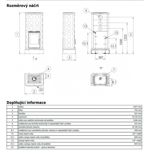 Печь-камин ABX Kaledonie KPI с ТО 6.9 кВт коричневый
