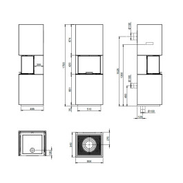 Печь-камин Nordpeis Capri низкая с топкой Q-24UL IR