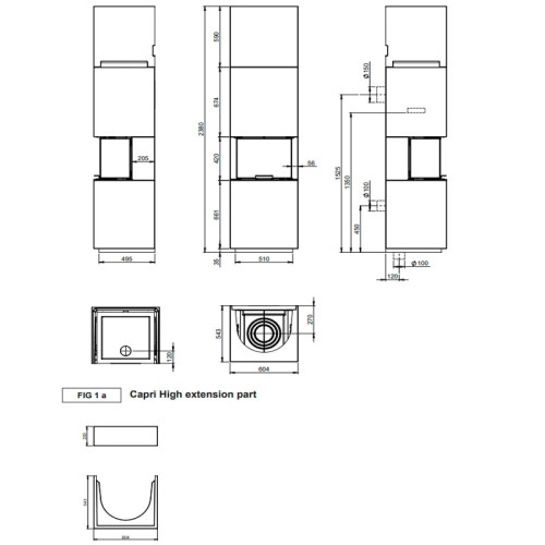 Печь-камин Nordpeis Capri высокая с топкой Q-24UL IR
