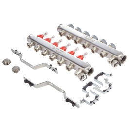 Коллектор нержавеющий Royal Thermo с расходомерами 10 выходов 1"-3/4"