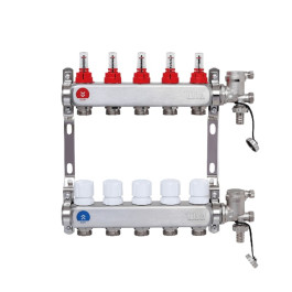 Коллектор Tim с расходомерами 10 выходов нерж. с регулирующими клапанами (арт.EFS6010)