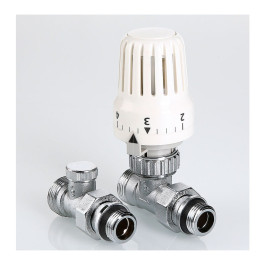 Комплект терморегулирующий прямой для радиатора Valtec 1/2"x3/4" арт.VT.046.NER.04 под евроконус