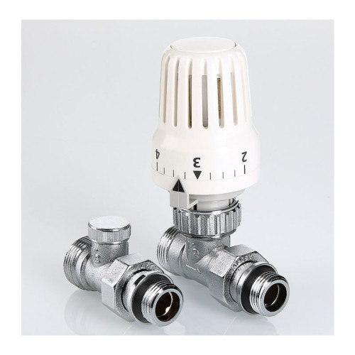 Комплект терморегулирующий прямой для радиатора Valtec 1/2"x3/4" арт.VT.046.NER.04 под евроконус