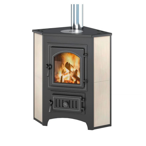 Печь-камин Везувий ПК-01 (220) 9 кВт бежевый с конфоркой угловая