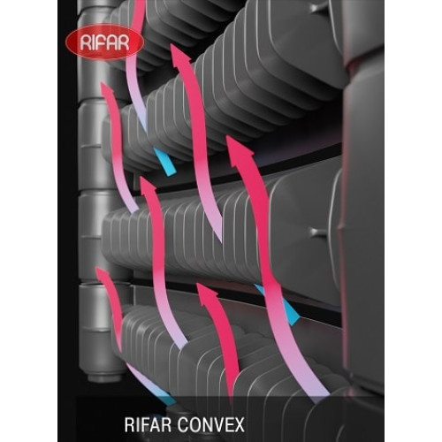Вертикальный радиатор Rifar Convex - 22 секций, нижнее разнесенное подключение