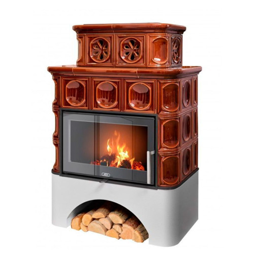 Печь-камин ABX Karelie P OX белый цоколь коричневый