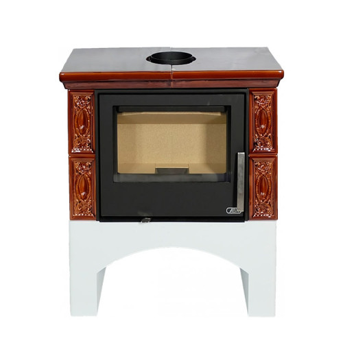 Печь-камин ABX Panonie I белый цоколь коричневый