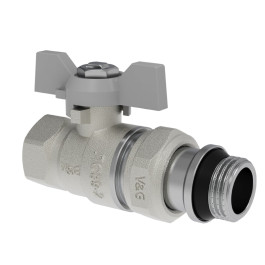 Кран шаровой V&G Valogin 1/2" с полусгоном и уплотнительным кольцом ВР/НР резьба, ручка бабочка