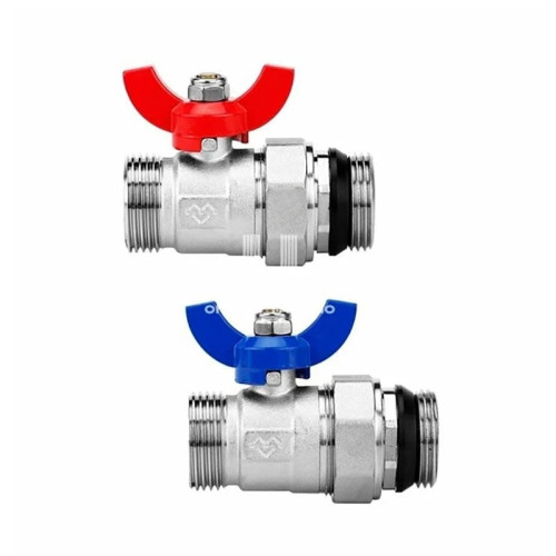 Комплект прямых шаровых кранов Varmega 1"х3/4" с разъемным соединением, для коллекторных групп