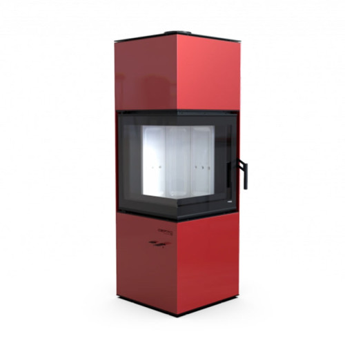 Печь-камин Defro Home Quadroom 9.6 кВт красная сталь