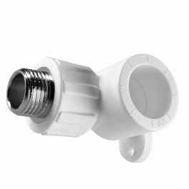 Угол с креплением полипропиленовый Политэк 20x1/2" мм с НР резьбой