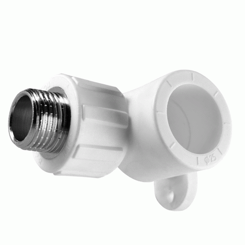 Угол с креплением полипропиленовый Политэк 25x1/2" мм с НР резьбой