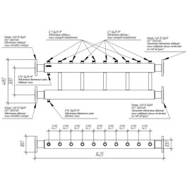 Коллектор модульный Gidruss MK-400-5х25 до 400 кВт ДУ 65 5 контуров