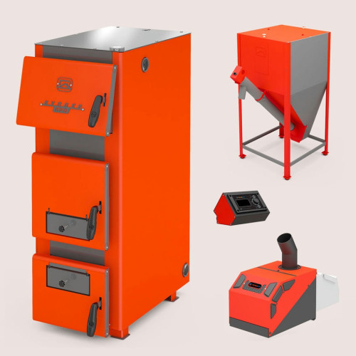 Пеллетный котел Теплодар Куппер ПРО 36 (2,0) с горелкой Комфорт 42 + бункер напольный