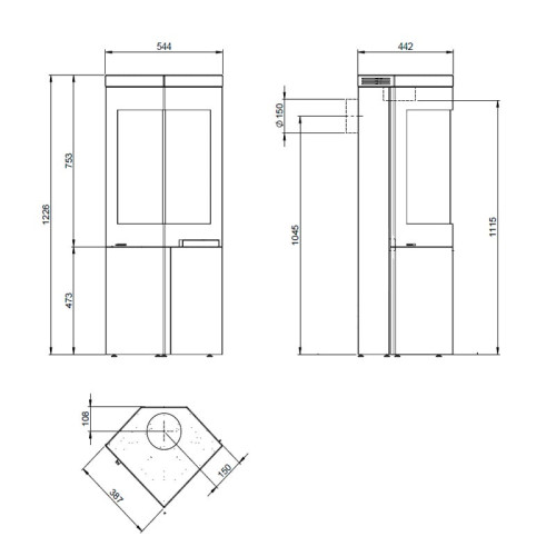 Печь-камин Nordpeis Quadro 2 6 кВт