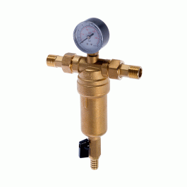 Фильтр промывной Tim 1/2" латунный с манометром