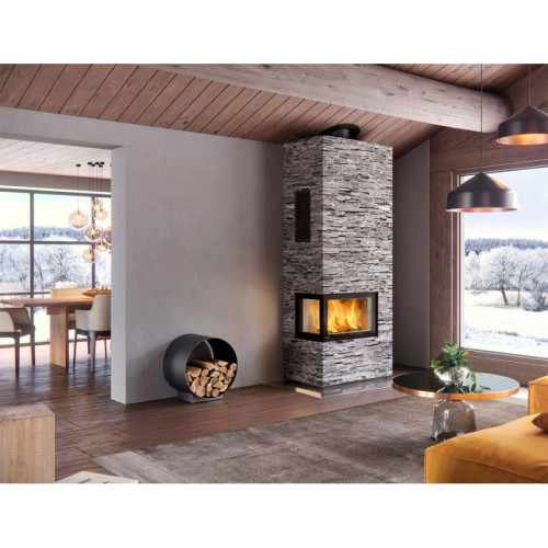 Печь-камин Nordpeis Davos A угловой левый высокий 2-х сторонний