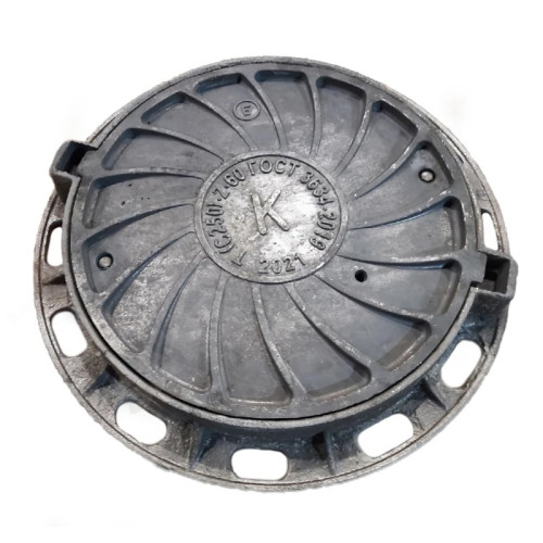 Люк чугун канализационный (К)Т Тяжелый С250 Т(С250)-2-60 ГОСТ 3634-2019 Н=100мм с замковым устройством