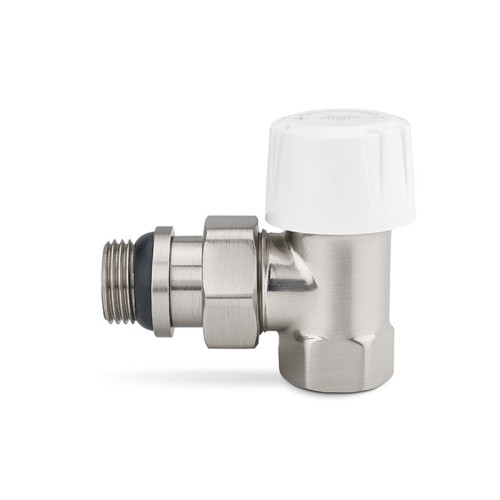 Термостатический клапан радиаторный угловой Varmega 1/2" резьба ВР/НР,  цвет матовый никель