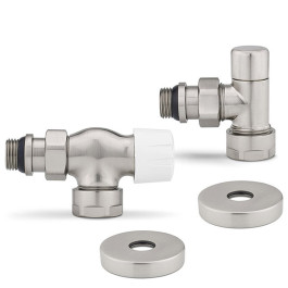 Комплект радиаторных клапанов осевой Varmega №3, 1/2"х3/4"EK резьба ВР/НР,  цвет матовый никель