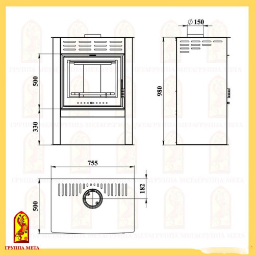 Печь-камин Мета Metafire Олона 9 кВт без плиты