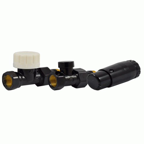 Комплект радиаторный прямой Delta Mini 1/2" с термоголовкой М30x1.5 черный