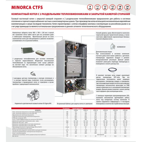 Настенный двухконтурный котел FONDITAL MINORCA CTFS 18