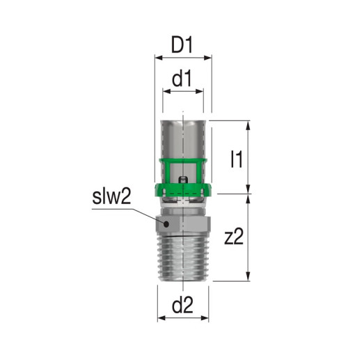 Пресс муфта НР резьба COMAP 16х1/2" мм