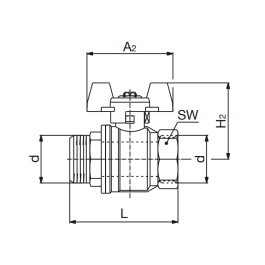 Кран шаровый Oventrop Optibal 1/2" НР/BР ручка-бабочка (арт.1076304)