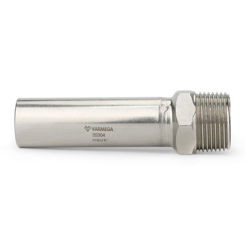 Муфта безраструбная Varmega Inox Press с НР резьбой 15х1/2" мм