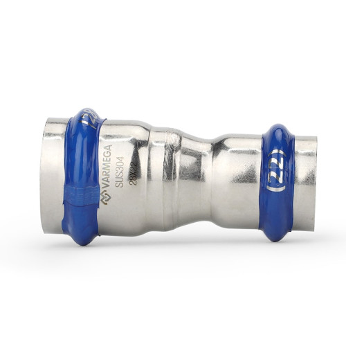 Муфта двухраструбная переходная Varmega Inox Press 22х15 мм