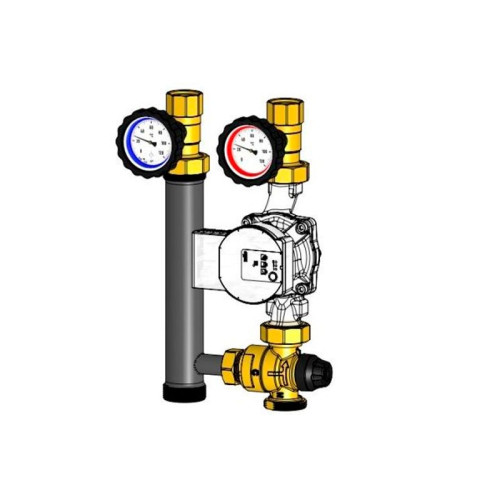 Насосная группа Smart Install с термостатическим клапаном и насосом UPSO 25-65/180 без теплоизоляции