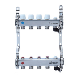 Коллектор Tim 10 выходов нерж. с термостатическими и настроечными клапанами (арт.ZSc.406.0610S)