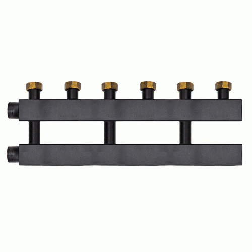 Коллектор Warme WKD.140.F.3 (черная сталь) Дублер рядный на 3 контура 90-140 кВт с накидными гайками